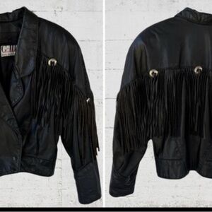 Black Fringe Leather Jacket